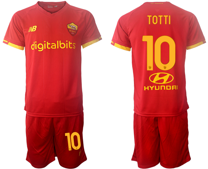Men 2021-2022 Club AS Roma home red #10 Soccer Jersey->rome jersey->Soccer Club Jersey